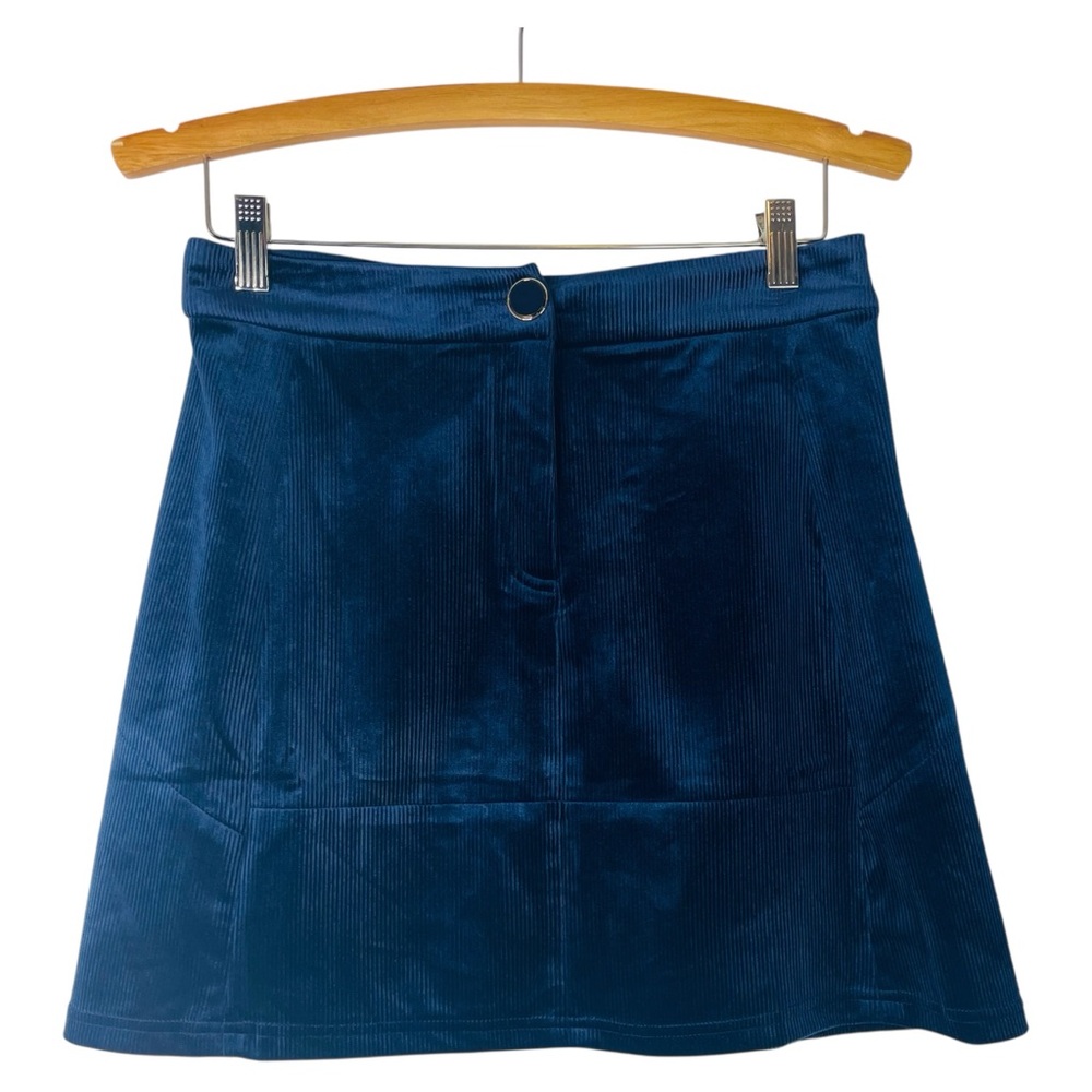 Traffic People blue navy velour corduroy preppy mini skirt medium